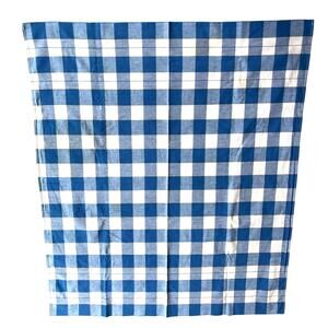 Farmhouse Tablecloth table topper homespun cotton blue & white plaid w/ FLAWS